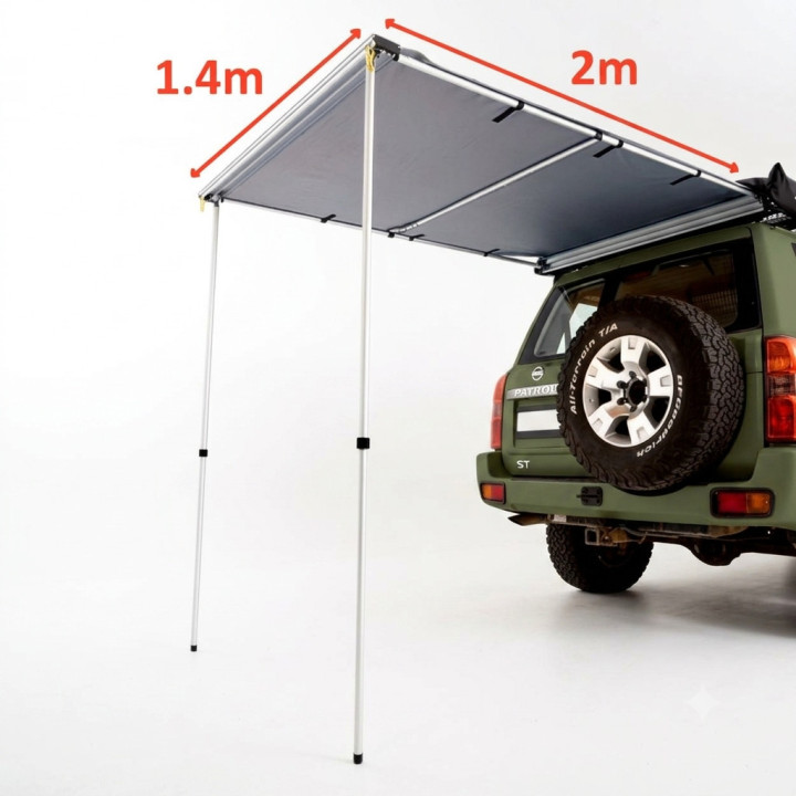Toldo Trasero 1,4x2m Gris con LED USB