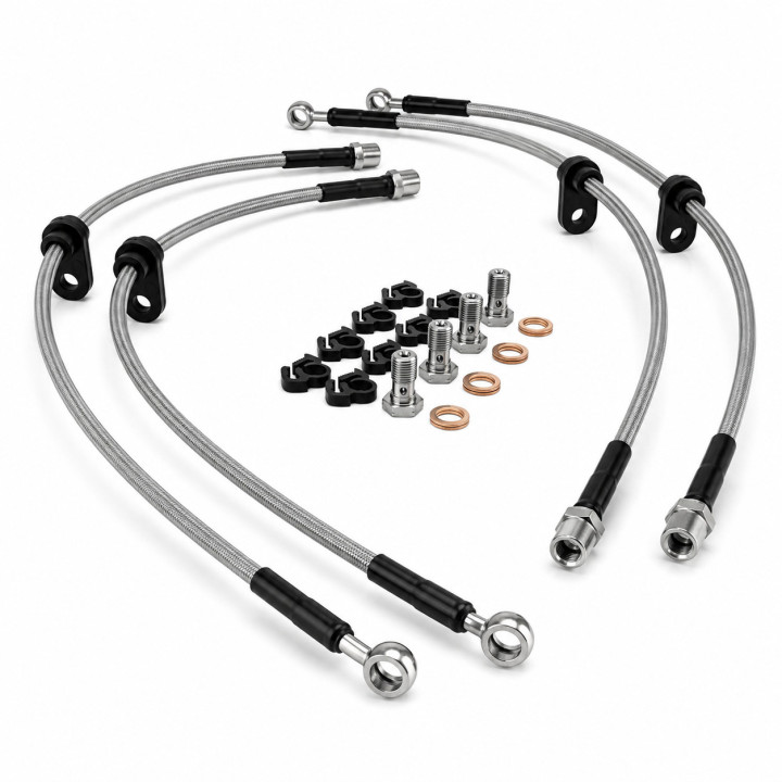Kit Tubos de Travão em Malha de Aço X-Choice Jeep Wrangler JK 2007-2018 +5cm