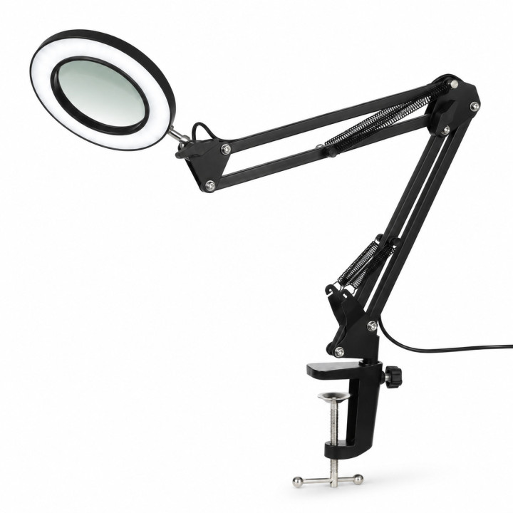 Lupa LED Mesa 10X 72 LEDs USB Brazo Articulado