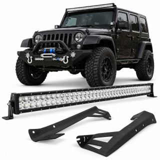 Kit Suportes + Barra LED CREE 300W 52" Jeep Wrangler JK 2007-2015