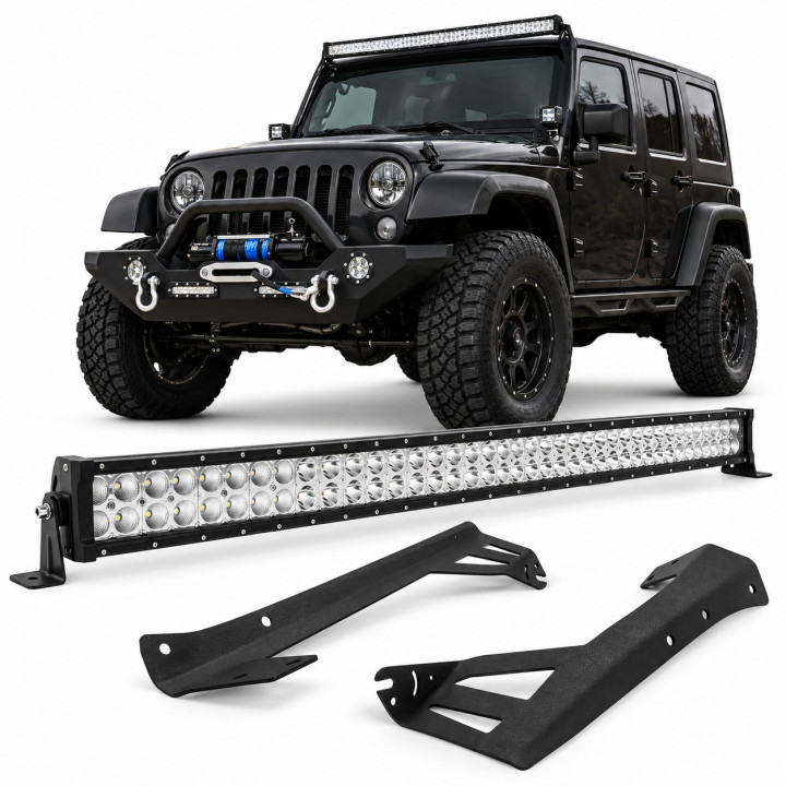 Kit Soportes + Barra LED CREE 300W 52" Jeep Wrangler JK 2007-2015